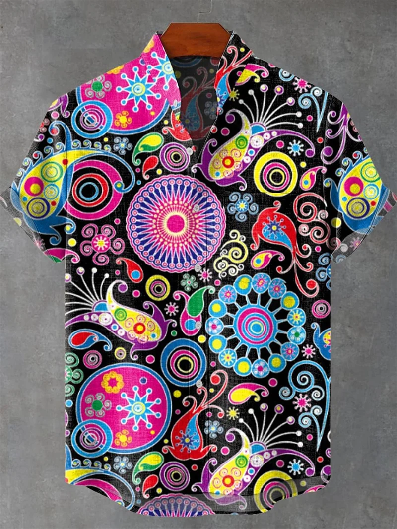 

Летняя мужская рубашка с коротким рукавом, повседневная праздничная модная пляжная рубашка с коротким рукавом и принтом, уличная одежда с цветами