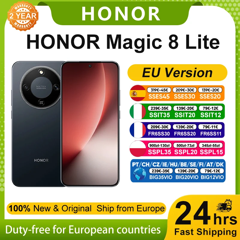 Honor Magic 8 Lite 5G Smartphone Snapdragon 6 Gen4 108MP OIS AI-Kamera 6,79'' 1,5K AMOLED 7500mAh 3-Tage-Akkulaufzeit 2,5m Sturzfest SGS IP69K