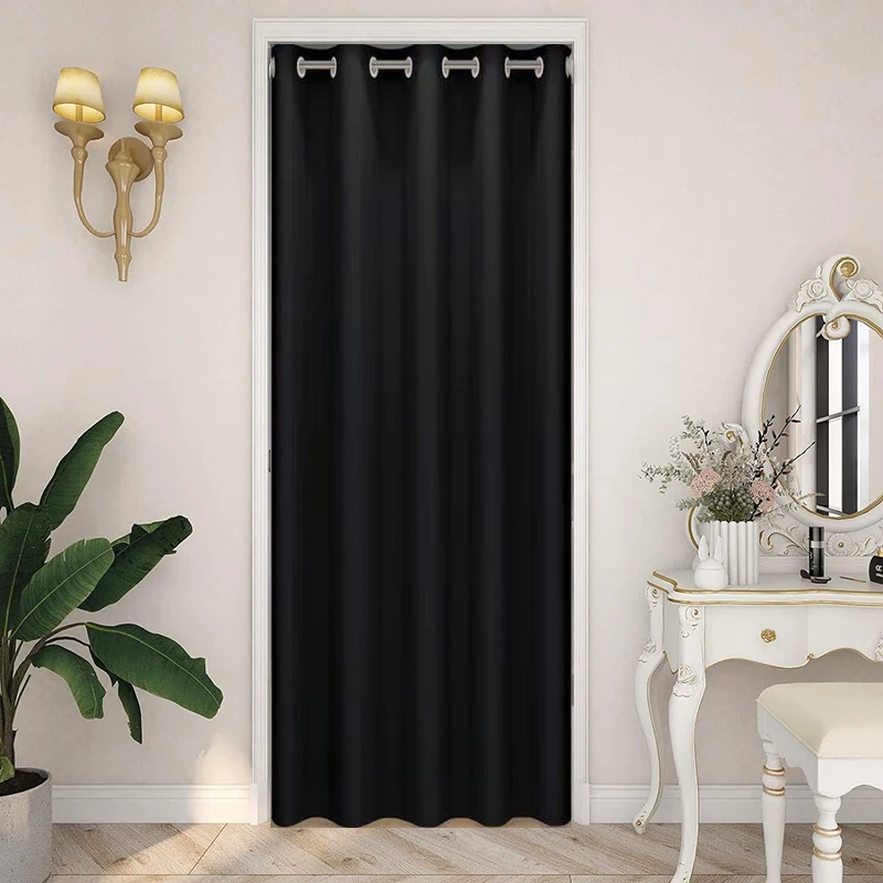 

Modern High-end Blackout Doorway Curtain Solid Closet Curtains for Closet Dustproof Thermal French Window Curtain 132x203cm