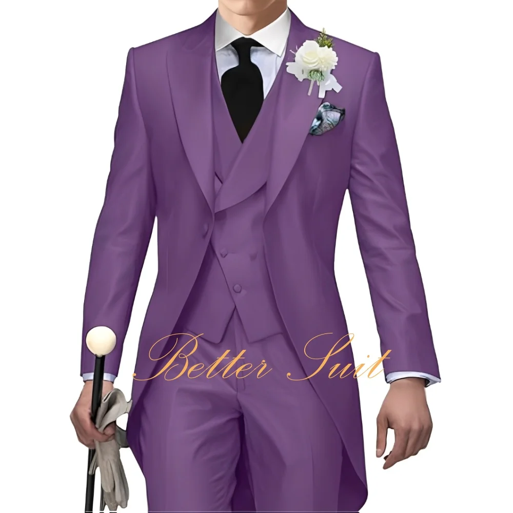 بدلة رجالية مكونة من 3 قطع بدلات ضيقة رسمية طويلة سترة رجالية بدلة بليزر للرجال لحفلات الزفاف بدلة سهرة