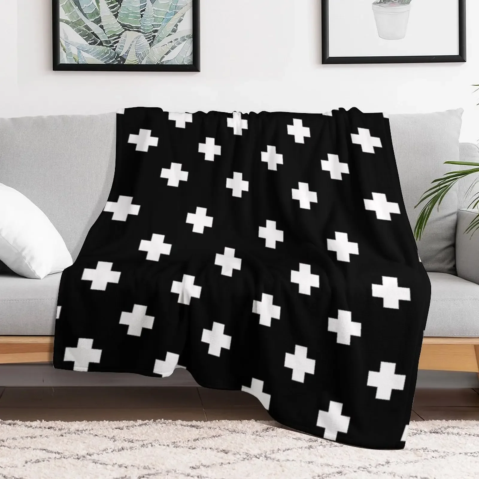 Swiss Cross Pattern Throw Blanket Reusable Durable Soft Blanket for All Seasons