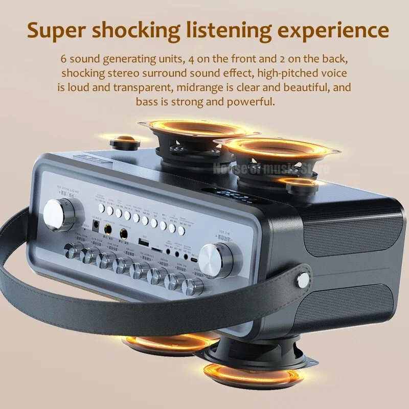 100 Вт высокомощные профессиональные домашние Hi-Fi караоке Беспроводные Bluetooth колонки портативный OTG цифровой живой динамик с 2 микрофонами