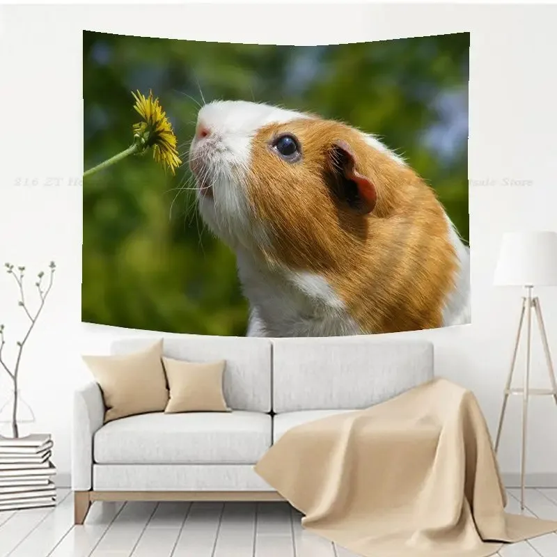 Office Living Room Tapestry Cute Guinea Pig Pattern Hanging Cloth Home Wall Decoration Tapestry