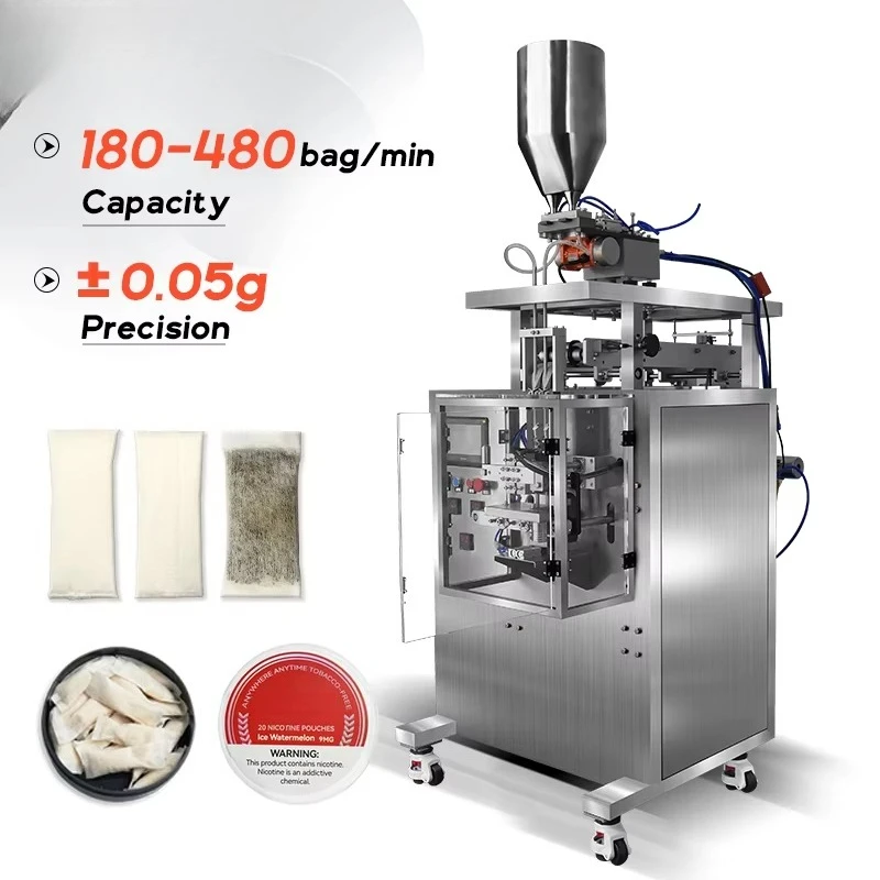 Fully automatic 0.3g 0.5g 0.8g filter paper pouch tobacco chewing nicotine bag packaging machine