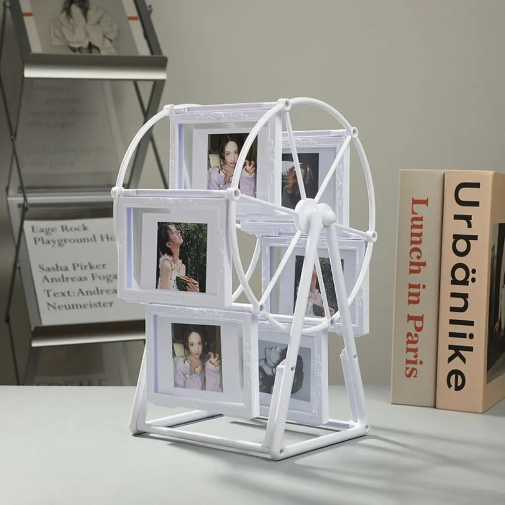 Vintage Rotating Wheel Picture Frame Classic 5inch 12 Photos Ferris Wheel Photo Display Frame DIY Rectangular Photo Organizer