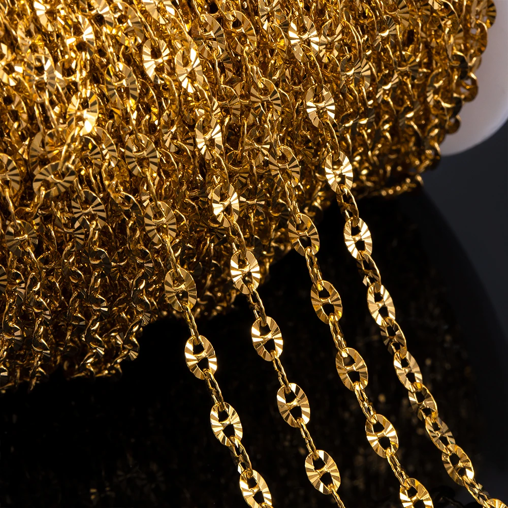 1Meters Sun Embossed Radial Line Chain Stainless Steel 8 Shape Thin Chain Jewelry Making DIY Necklace Bracelet Supplies No Fade
