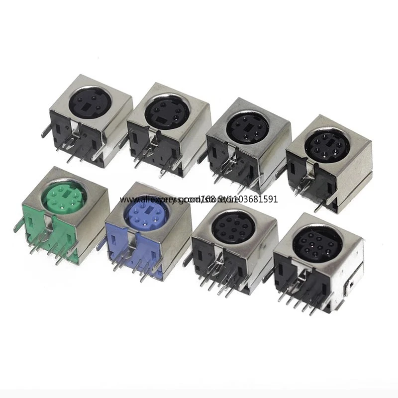 5PCS PS2 Keyboard Socket Female Jack Connector 6P/6 Pin PS-2 Mouse Socket 6Pin purple green black