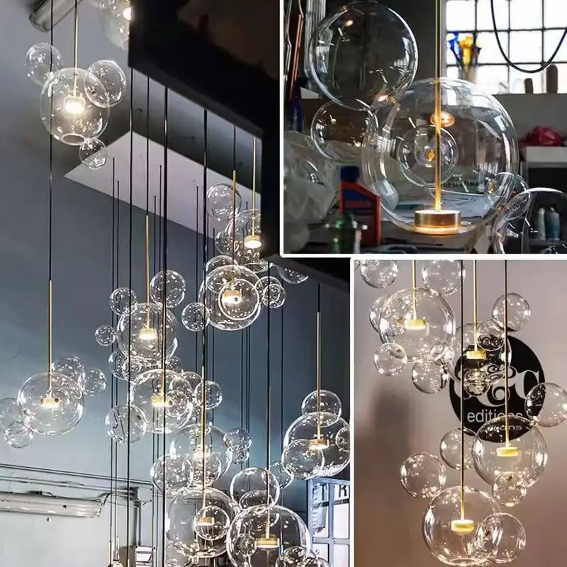 

Postmodern Clear/white lampshade Mickey Glass chandelier lustre Personalized creative design Ceiling for Indoor living room