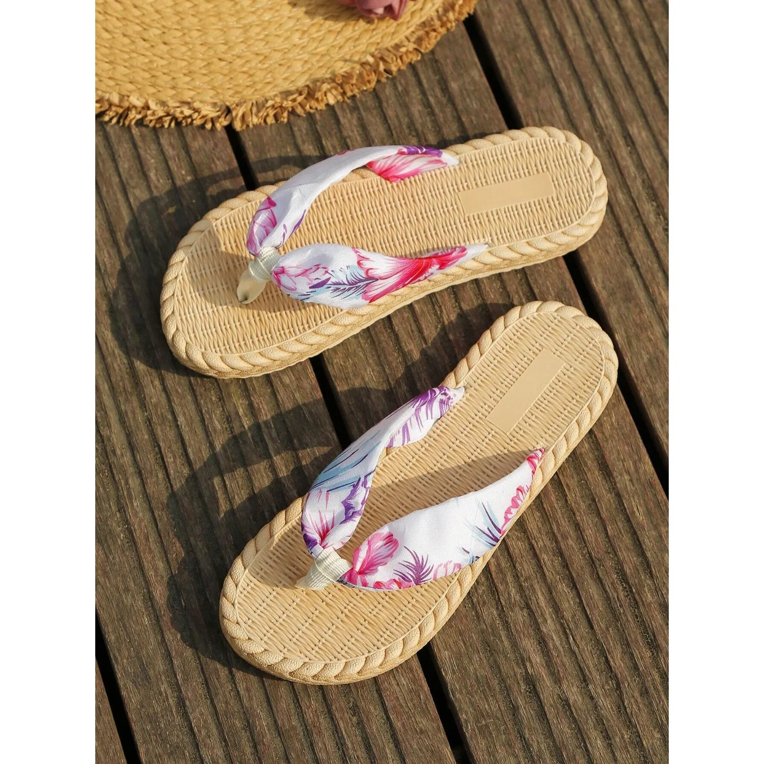 Women's Fashionable & Elegant Classic Non-Slip Outdoor Beach Leopard Print Flip Flops, Summer,Slippers Women