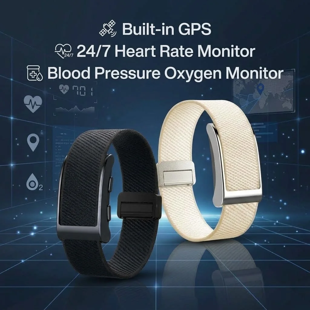 2026 Smart Band No Screen Real-Time GPS location 24/7 Heart Rate Blood Pressure Oxygen Monitor 100+Sports Modes Fitness Tracker