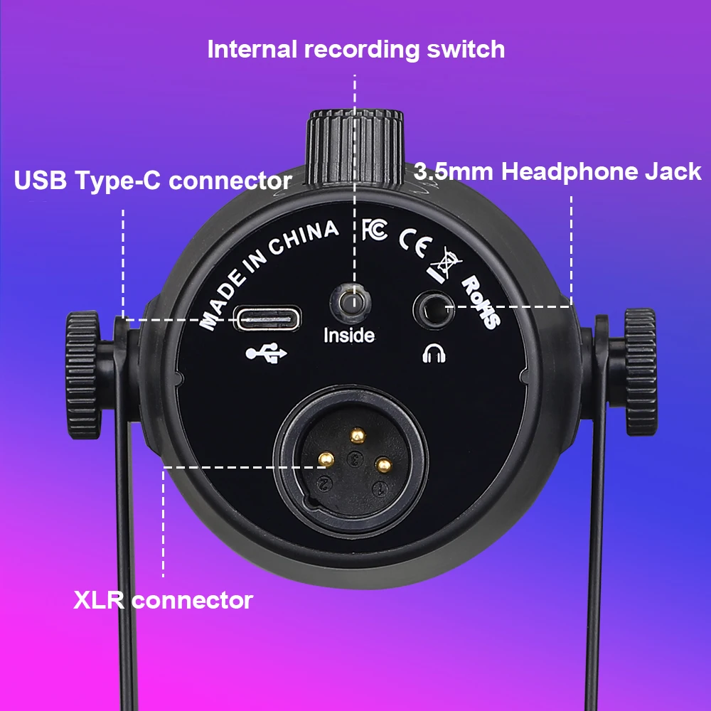 Haomuren XLR USB Dynamic Microphone for Podcasting Recording,PC Computer Streaming Gaming Mic With Mute Button Headphone Jack