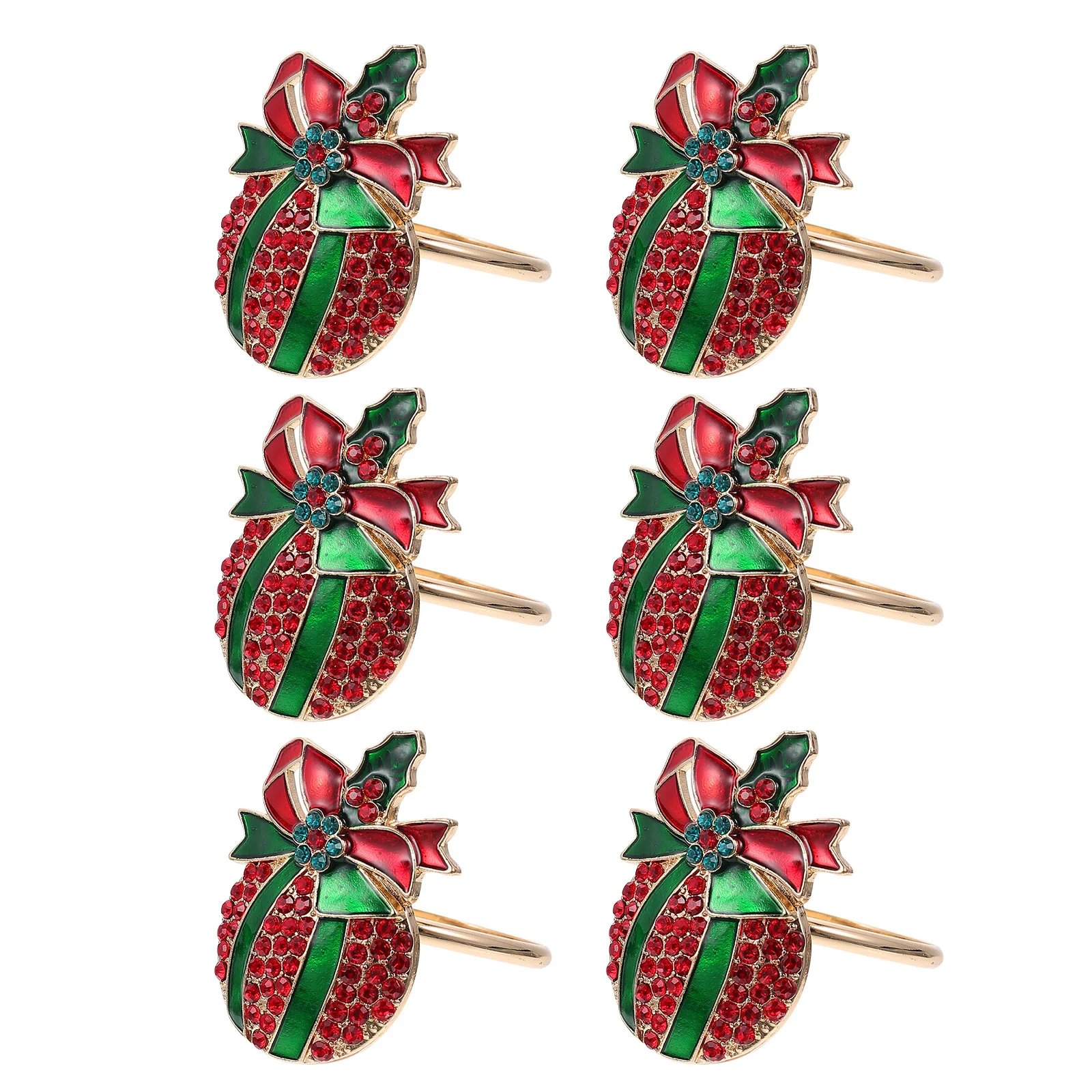 

6Pcs Napkin Ring Christmas Adorable Pattern Elegant Table Decor for Holiday Dining Decoration Xmas Party Supplies