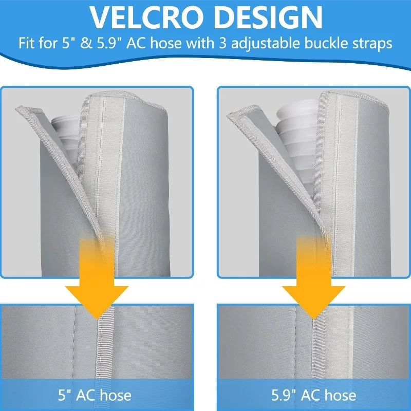 Portable AC Hose Insulation Sleeve, Exhaust Hose Cover 5-5.9 Inch, Thermal Insulated Air Conditioner Duct Vent Wrap with Straps