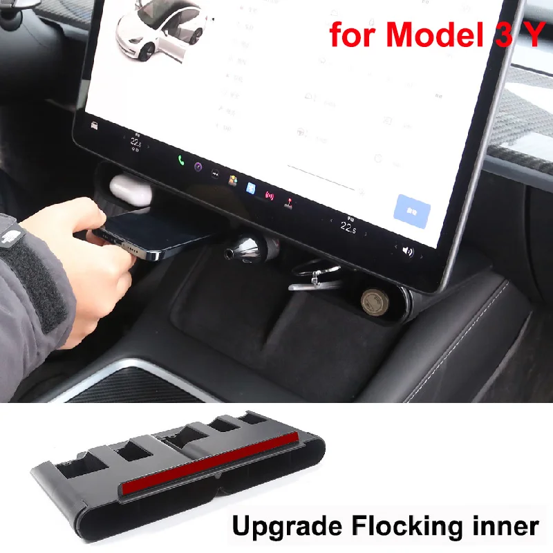 Under-screen Hidden Storage Box for Tesla Model 3 Model Y New Behind Central Control Panel Key Card Gadget Organizer Accessories