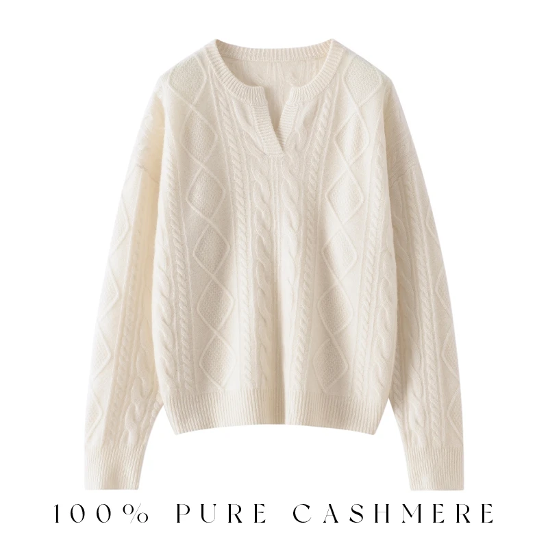 

Кашемировый вязаный свитер с V-образным вырезом и высоким воротником, женская базовая кофта, теплая зимняя модная шерстяная кофта с длинным рукавом