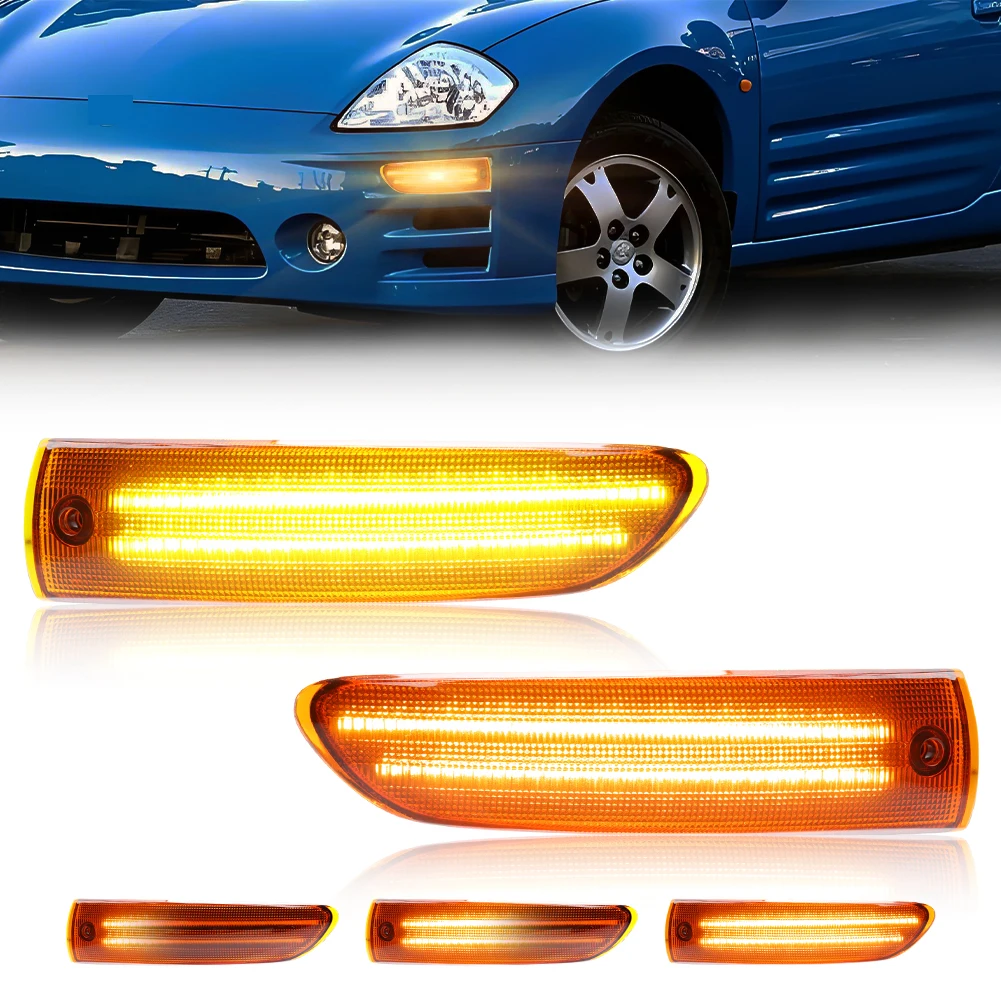 2Pcs For 2002 2003 2004 2005 Mitsubishi Eclipse Front Corner DRL Light Daytime Running Light Turn Signal Light Parking Light LED