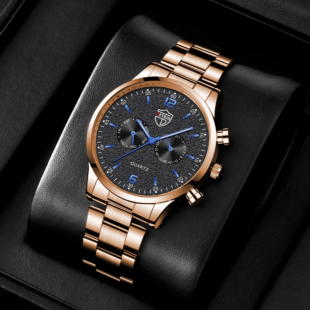 Fashion Men's Watches Luxury Top Brand Steel Quartz Wrist Watch for Men Business Watch Dressy Casual Analog Date Wristwatch