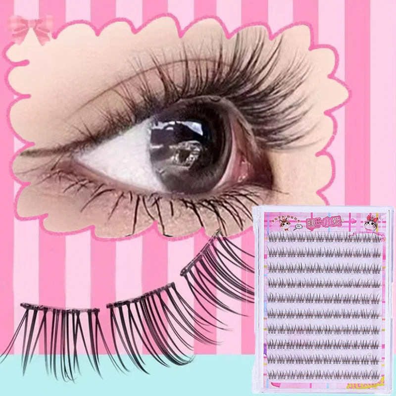 Naturally Fish Tail Cluster False Eyelash DIY Volume No Need Glue Faux Eyelashes Extension Individual Lashes Eyes Daily Makeup