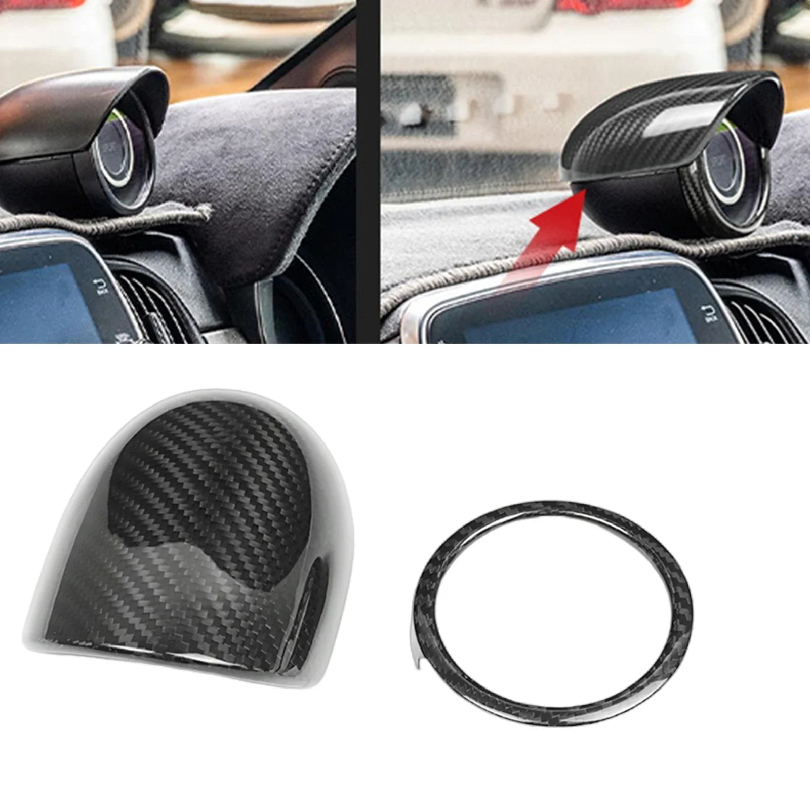 

Pop Pop For Fiat 500 Abarth 2020-23 Real Carbon Fiber Interior Dashboard Tachometer Speedometer Speedo Meter Gauge Pod Cover Fra