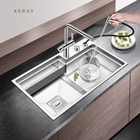 Household 304 stainless steel kitchen sink, thickened panel, double-layer sink, complete set of stainless steel kitchen sink