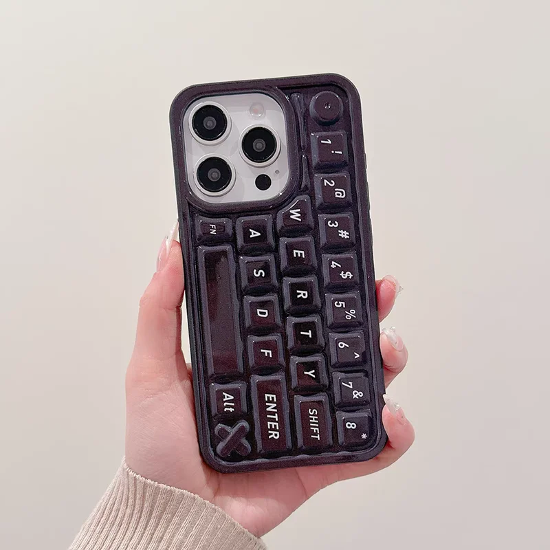 Compatible for Iphone 16 13 11 Case IPhone 15 11 13 12 14 16 Pro Max Simple Decompression Transparent Keyboard Style Soft Case