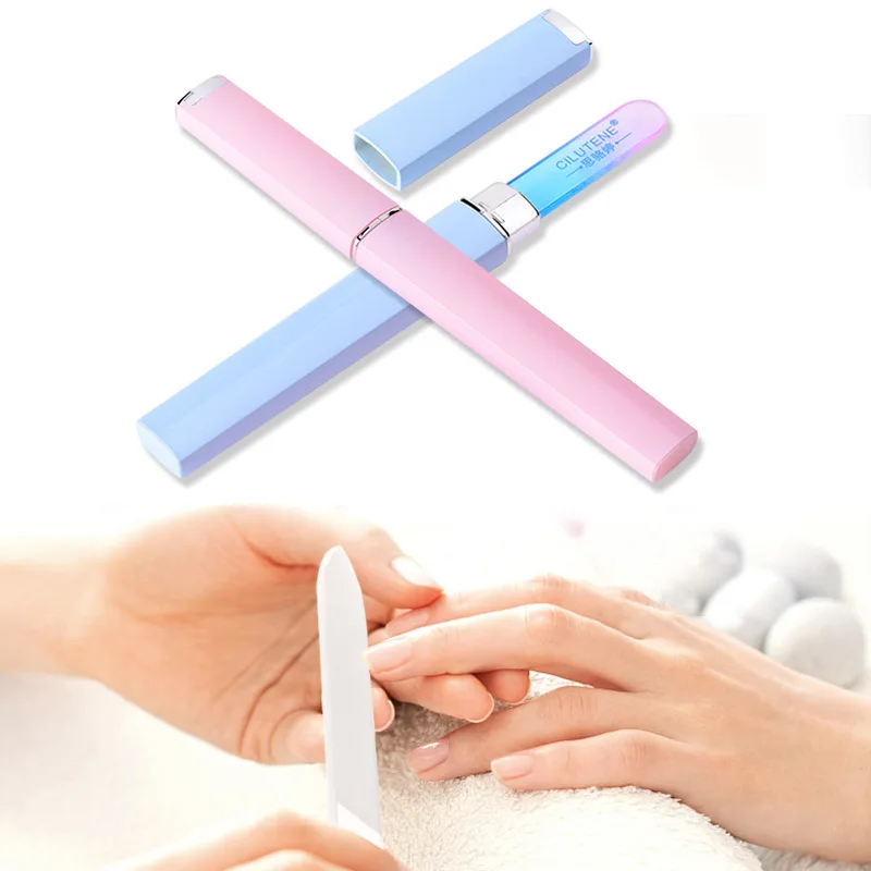 Crystal Glass Nail File With Case Professional Nail Files Manicure Device Tool Nail Art Buffer File Durable Buffing Sanding Tool