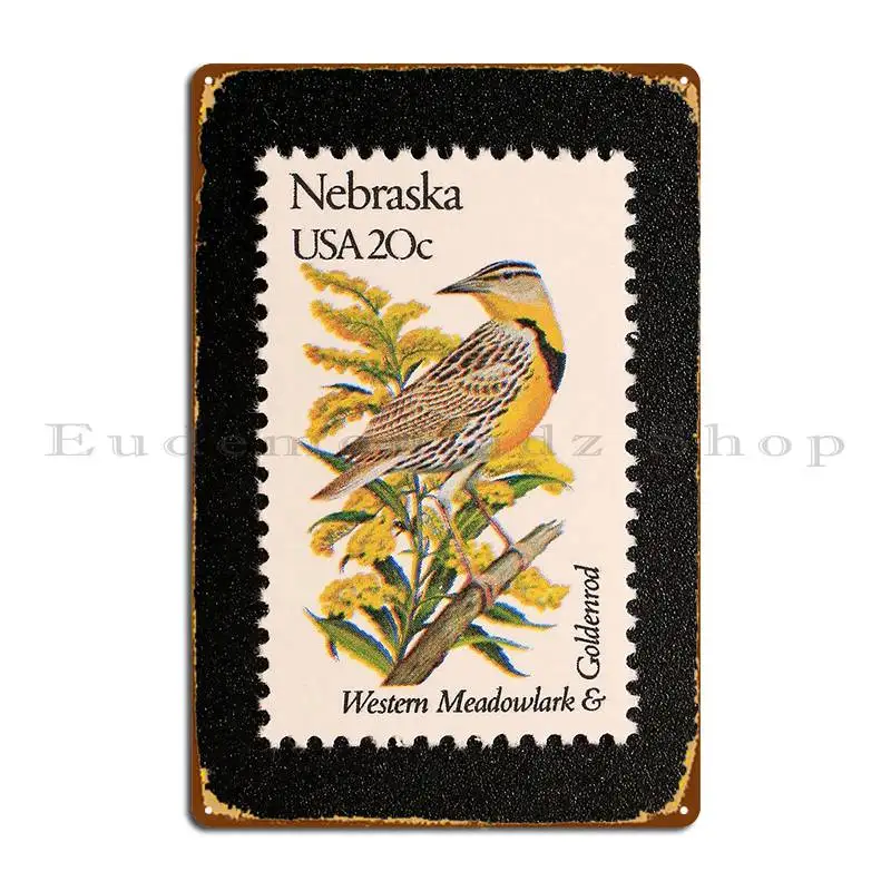 1982 20c Nebraska State Bird And Flower Postage Stamp Metal Sign Decoration Club Bar Printing Wall Decor Tin Sign Poster