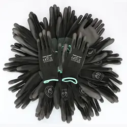 10 pairs 13 Gauge Nylon Pu Coated Glove Safety Work Gloves Pu