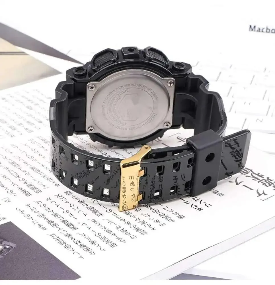 Silicone Strap For Casio G-Shock GA-100/110/140/200/400/700 800 GD-100/110/120 Men Replacement Black Gold Buckle Watch Band 16mm