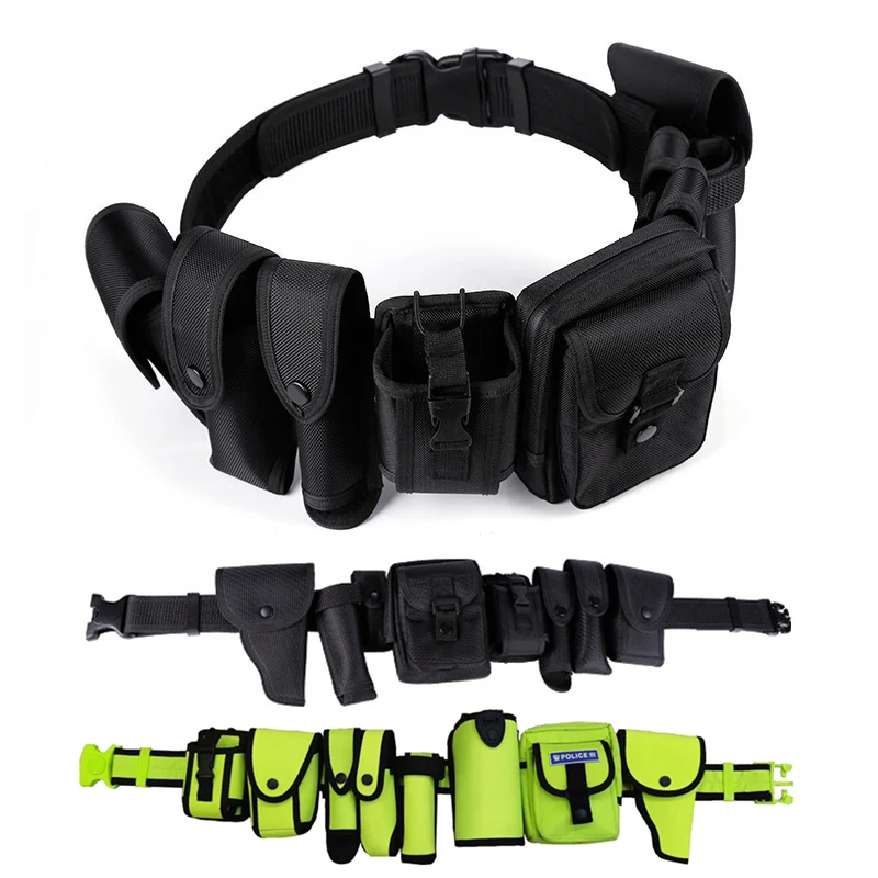 8pcs Military Training Hunting Accessories Adjustable Tactical Belts Security Polices Guard Utility Kit Duty Belt With Pouch Set