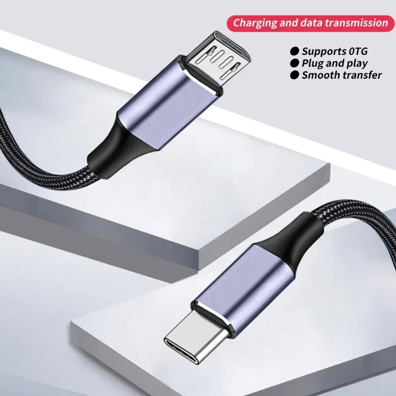 USB C to USB 5Pin Cable Type C Nylon Braided Wire 2.4A Fast Charging & 480Mbps Data Sync Cord for Tablets Phones