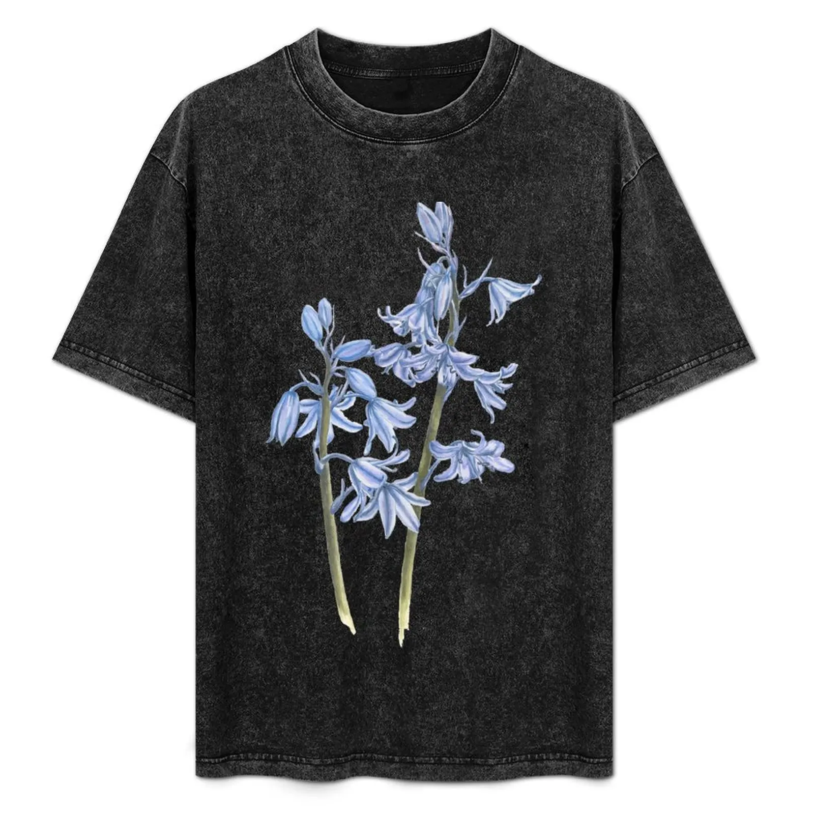 Bluebell Watercolour T-Shirt Basic Plain Short Sleeve Crew Neck Tee