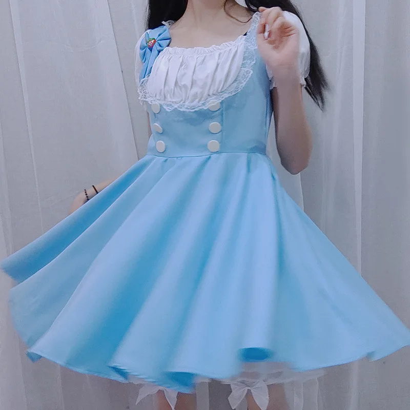 Cosplay princess dress, Lolita maid costume, fresh, sweet, super cute blue maid costume, anime costume, cute set