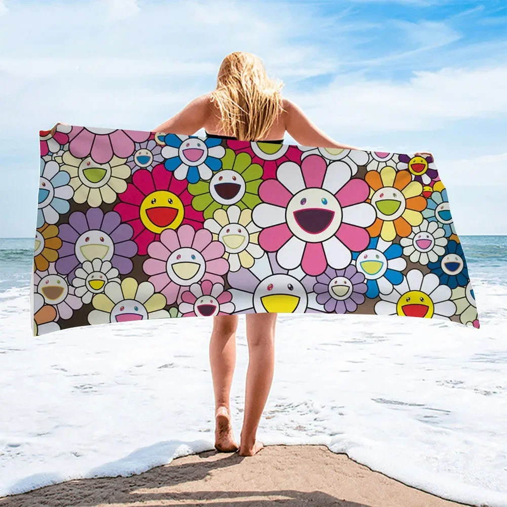 Printed Beach Towel Sunflowers Water Sports Towel Microfiber Quick Drying Swimming Surf Towels Portable Big Yoga Mat Women Gift