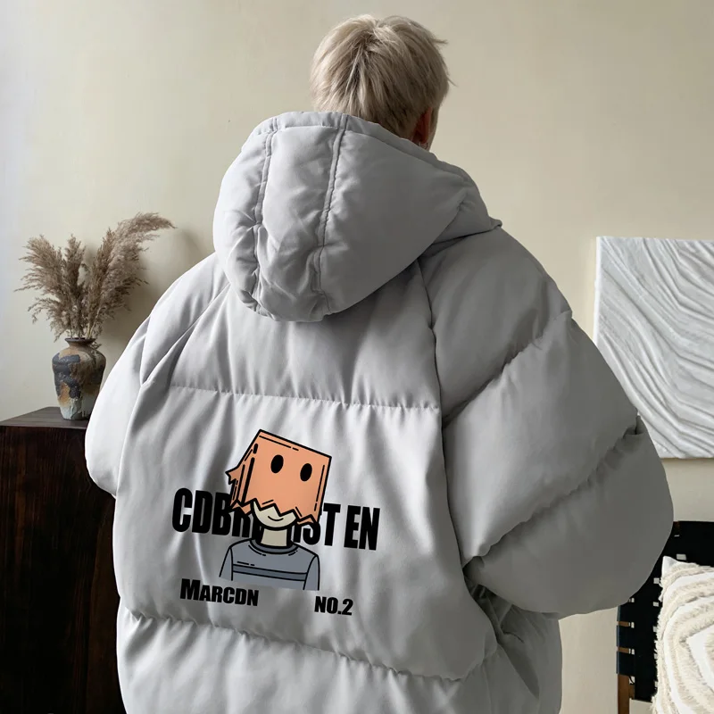 

Men's Winter Thiened Hooded Cotton Jaet Sli Youth Casual Warm Coat Zipper Closure Regular Length Cleanfit Sle