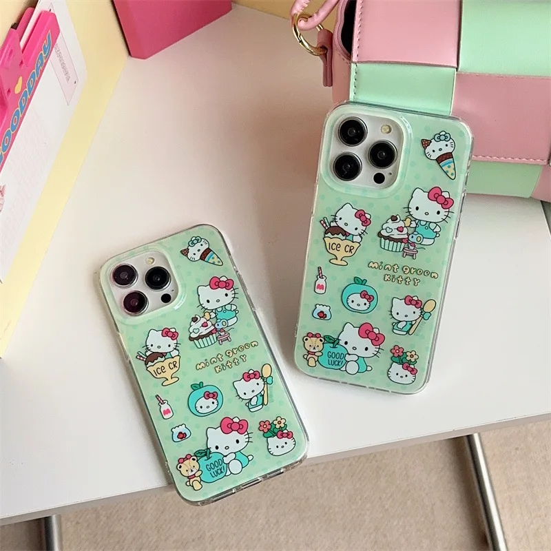 

Sanrio Cartoon Dessert Apple Hello Kitty Mobile Phone Protective Case Suitable for Iphone 16 Pro Max Iphone 15/14/13 Phone Case