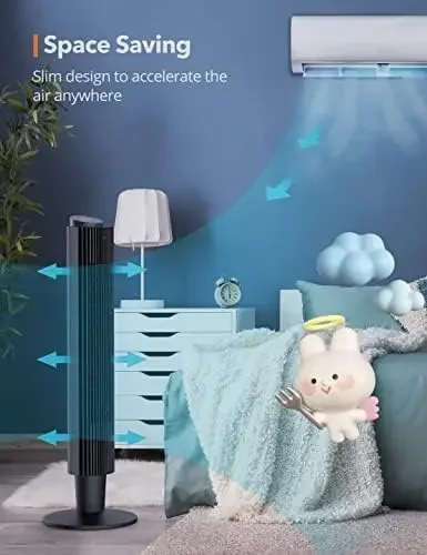 Башенный вентилятор с пультом дистанционного управления, 90 °   Осциллирующий тихий охлаждающий вентилятор, 42 или 36 дюймов, регулируемая по высоте, 5 скоростей, режим сна, 12 часов