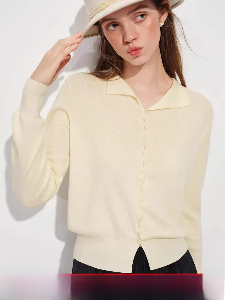 

Femela Soft Sle Long Sve Knitted Sweater Women's Spring New Design Twist Flower Button up Top Comfortable Breathable