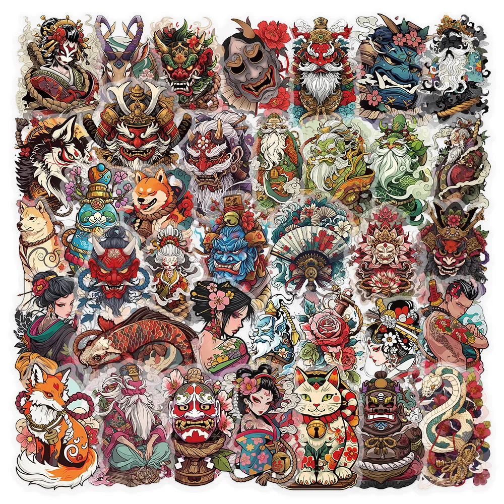 

50Pcs Japanese Style Tattoo Stickers Waterproof Temporary Tattoos Papery Pop Store