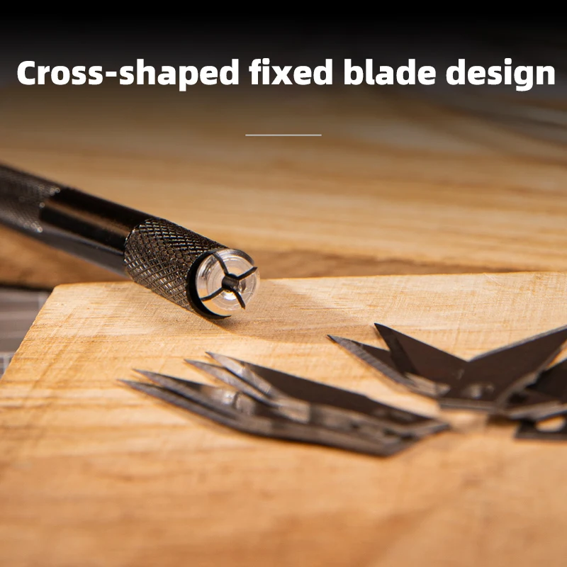 DELI Black Engraving Craft knives + 10pcs Blades Non-Slip Metal Scalpel Knife Tools Kit Cutter DIY Repair Hand Tools