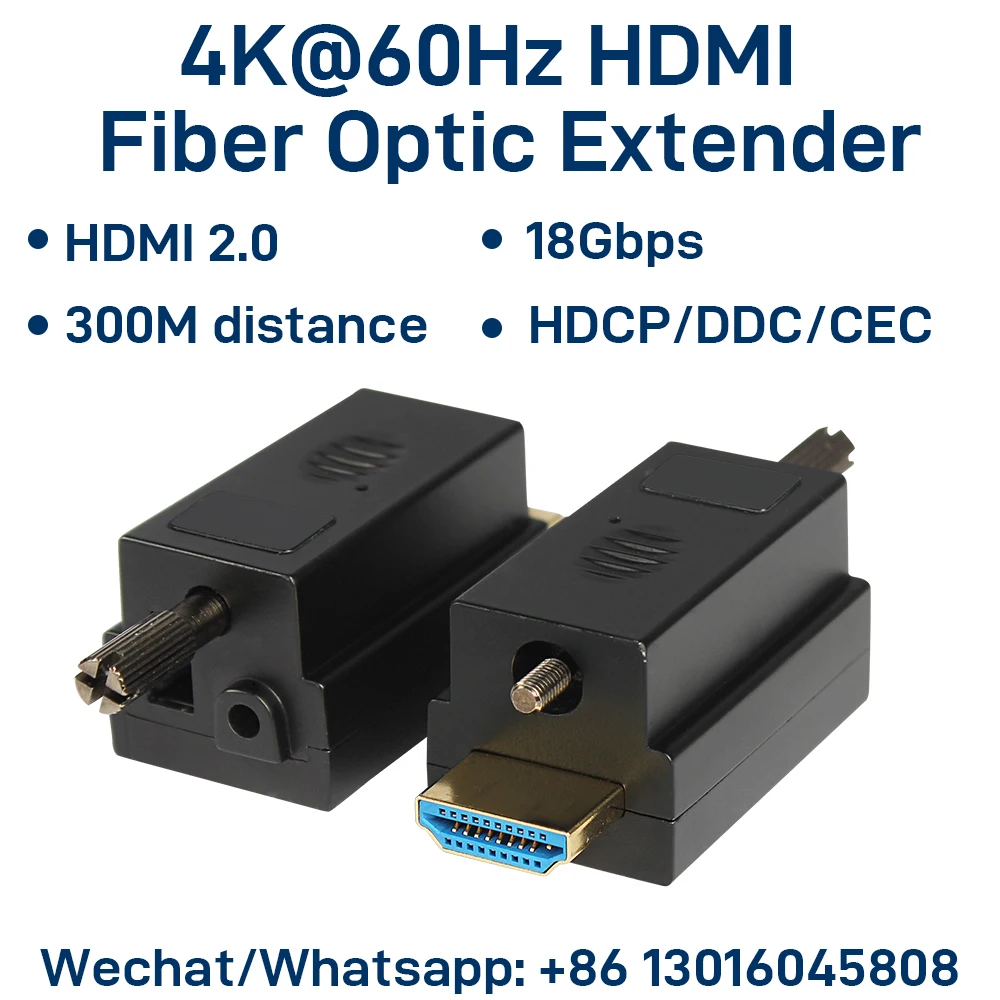 

Оптоволоконный удлинитель HDMI 2.0 4K при 60 Гц, 18 Гбит/с через OM3/OM4 до 300M в многорежимных режимах, проходной через HDCP/DDC/CEC, Plug & Play