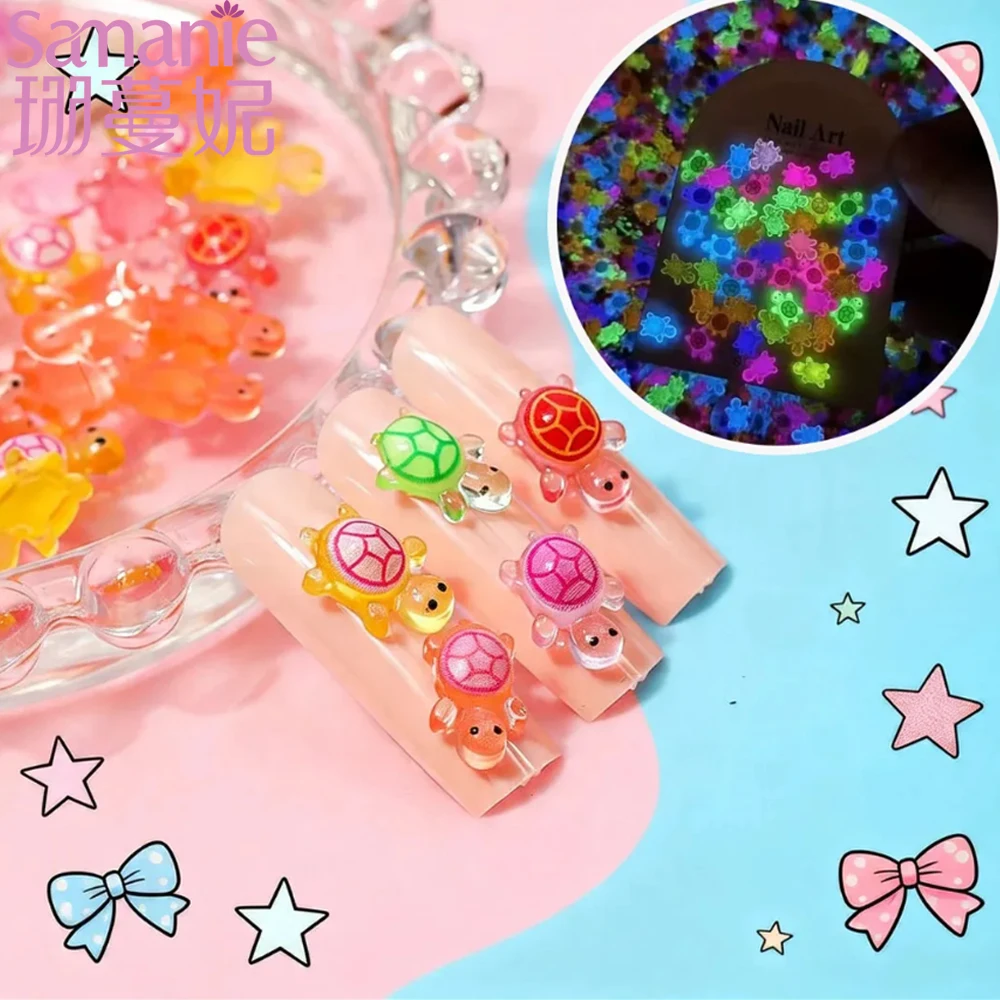 Cute Glow in The Dark Resin Turtle Figurines (100/500 Pcs) for Nail Decoration, Micro Landscape Dollhouse