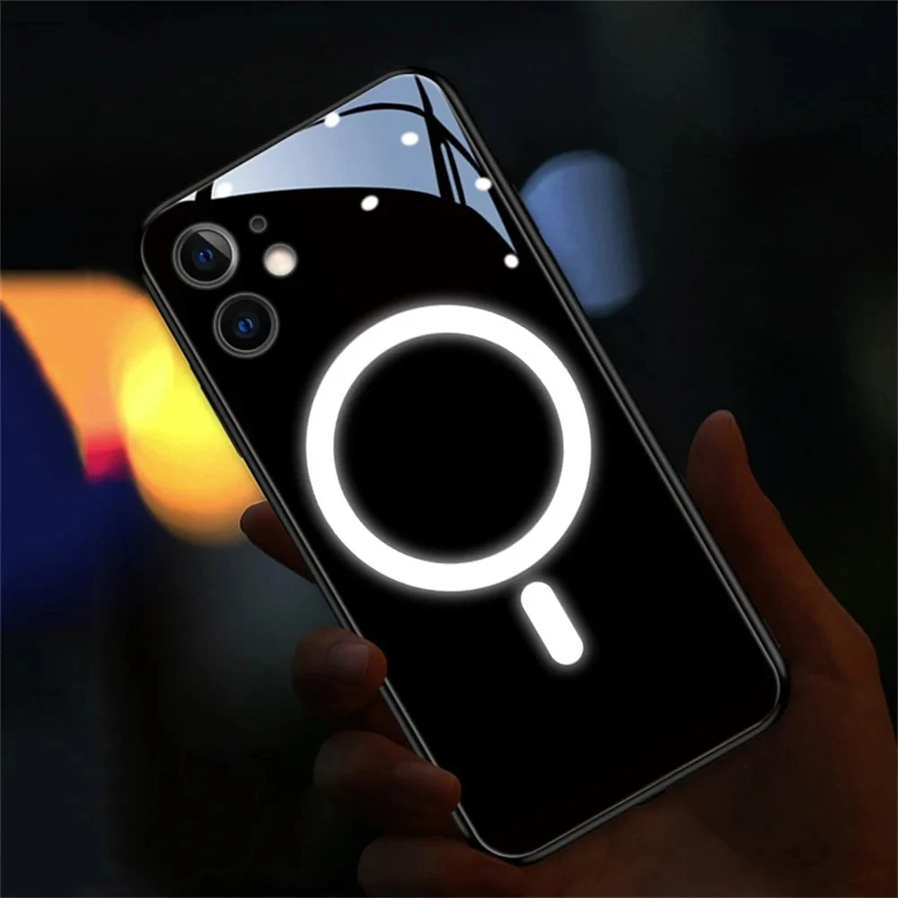 

Incoming Light Flash Back Shell Case For iPhone 15 14 13 12 11 Pro Max X Xr Xs 6 7 Plus SE2020 LED Phone Glass Cover