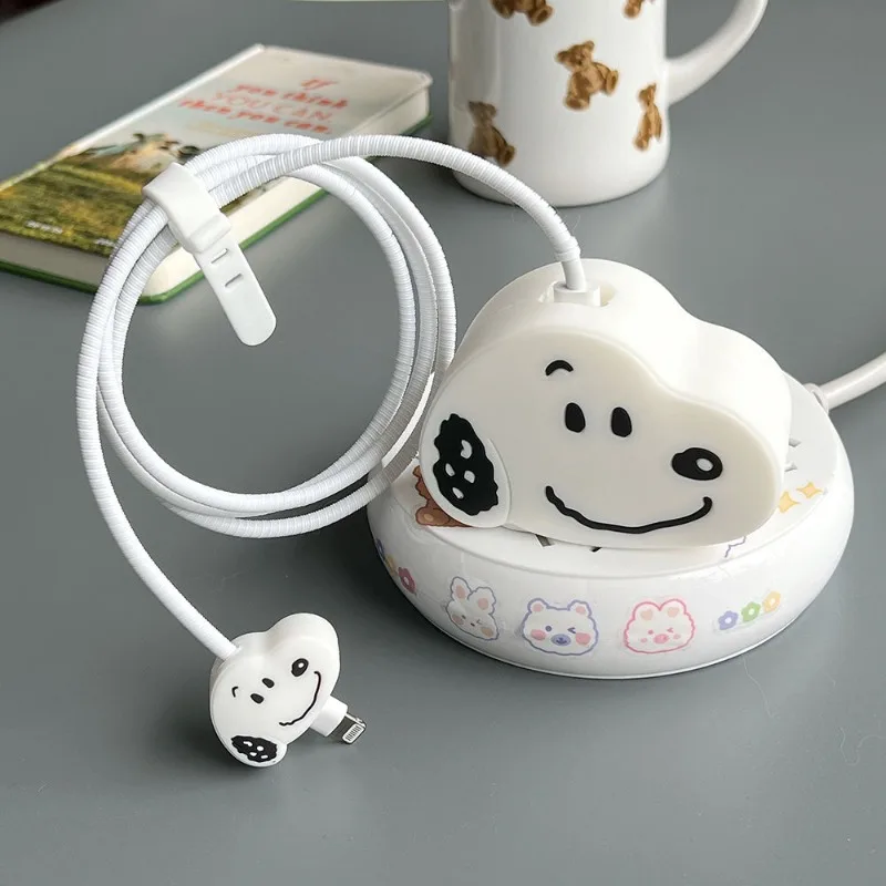 Snoopy Cartoon Kawaii Cable Winder Charger Case for iPhone/iPad 18W 20W Data Cable Management Phone Cable Storage Box Gift