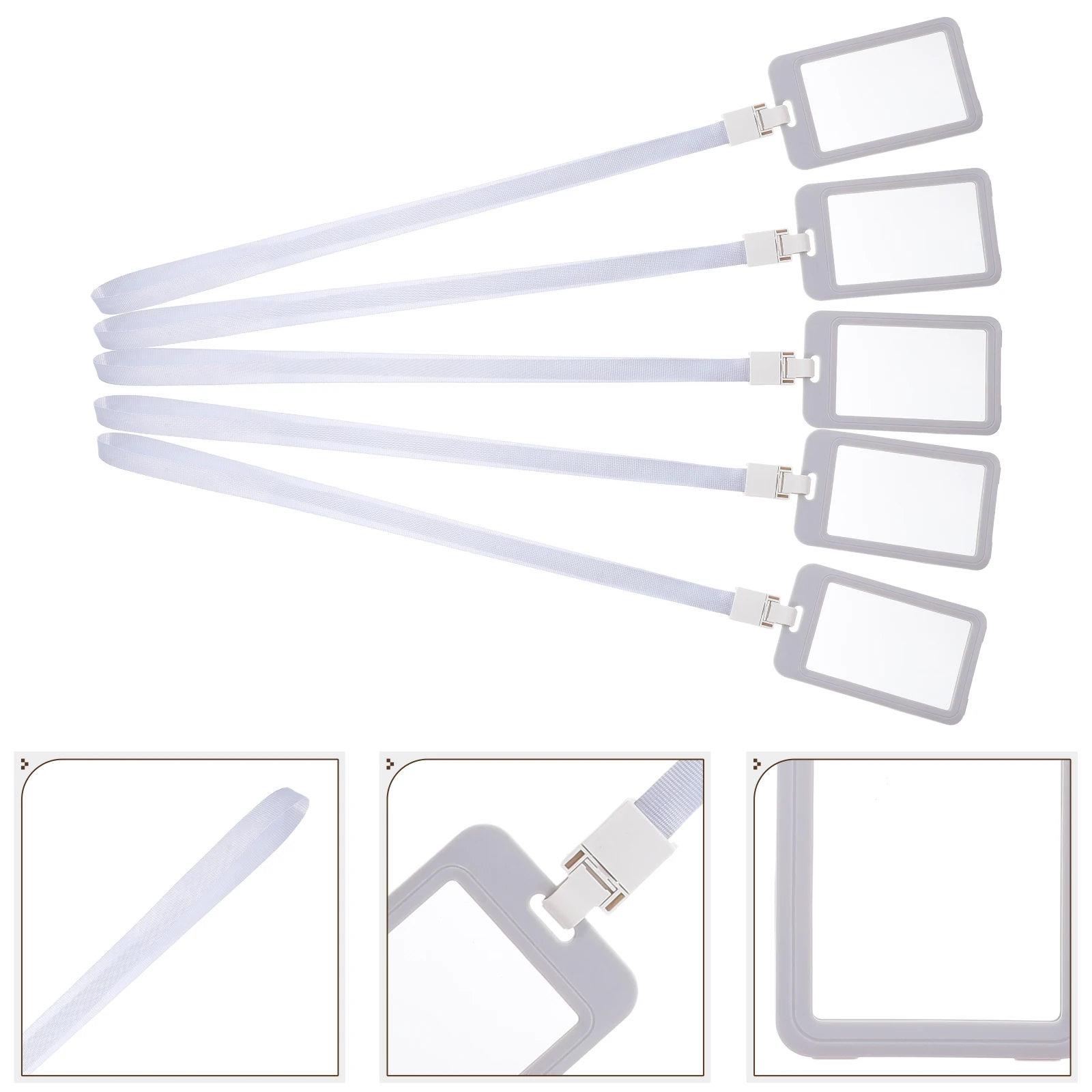 

5pcs Holder With Lanyard Transparent Name Sleeve Double-Sided Protector For Work School Events Badge Lanyard Employee