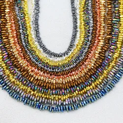 1 Strand 4x6/5x8mm Golden/Silvery Plated Irregular Hematite Natural Stone Loose Beads For Jewelry Making DIY Bracelets Necklaces