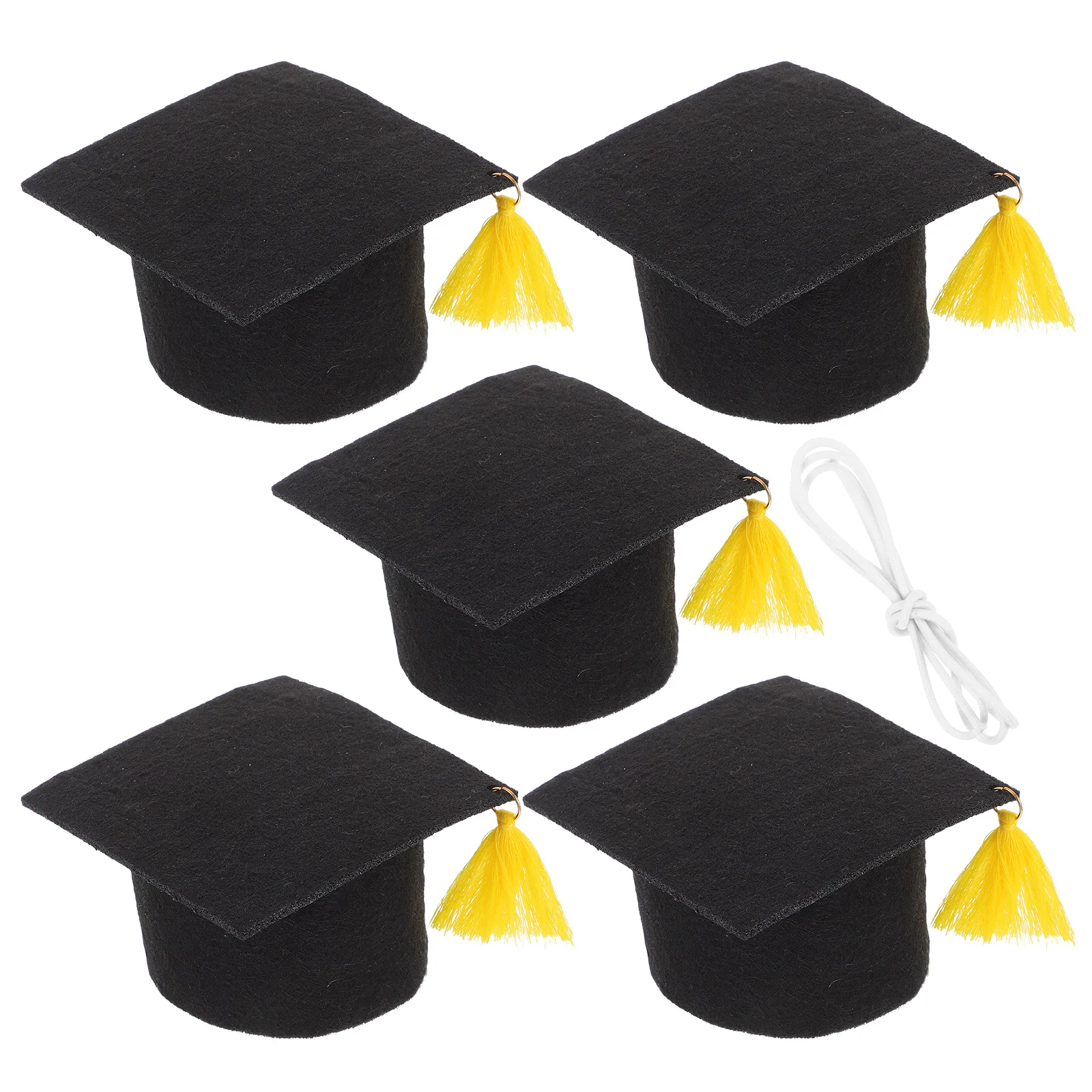

5 Pcs Felt Cloth Graduation Hat Kindergarten Hats Cap Cake Decorations Accessorie Toppers DIY Graduate