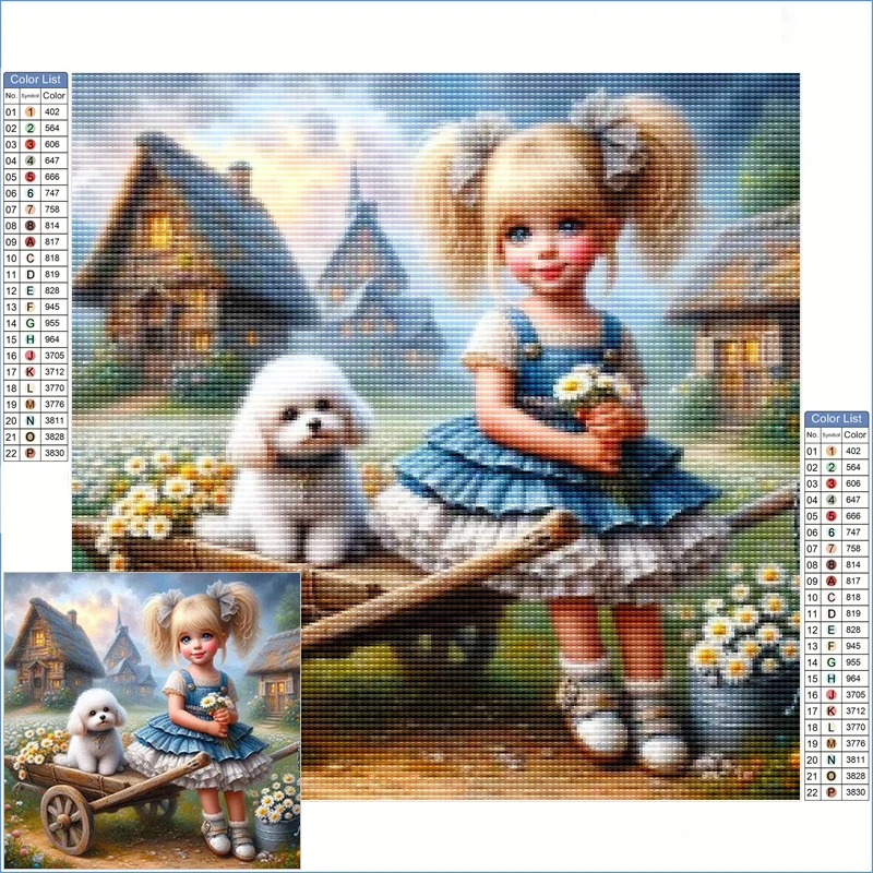 Kits de pintura de diamantes, recién llegados, niña rubia pequeña en joyería de granja, productos de punto de cruz, artes y manualidades, regalos para adultos