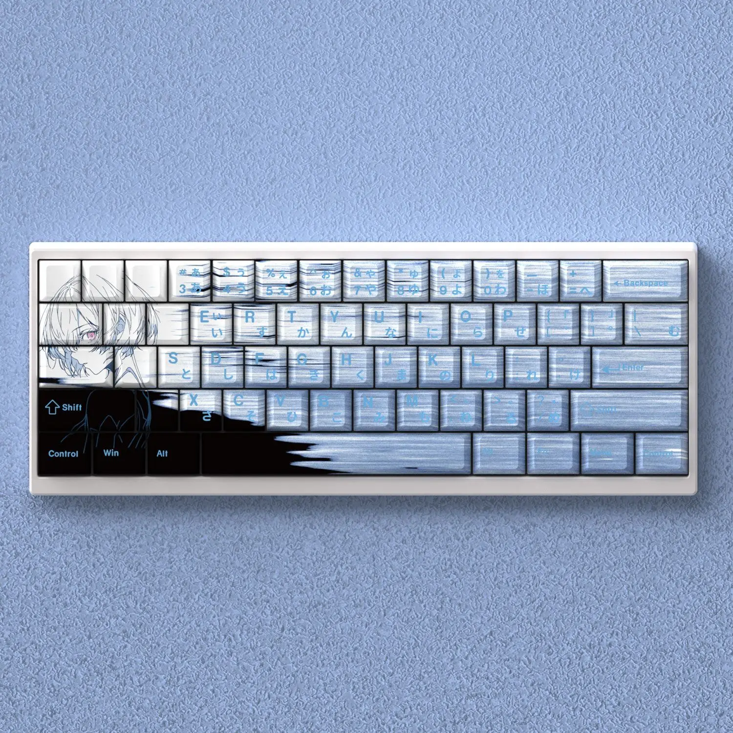 Wenshao Ayanami Rei Keycaps Cherry Profile Pbt Anime Theme Key Cap For 60 65 68 Mechanical Keyboard Keycap Custom Anime Keycaps