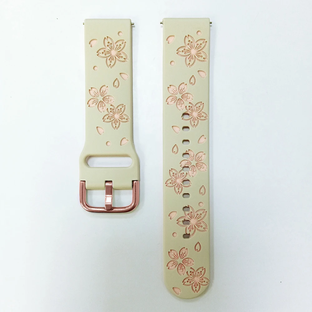 20 مللي متر زهرة محفورة حزام الساعات لساعة سامسونج جالاكسي 6/7/5/4 40 مللي متر/44 مللي متر 5Pro 45 مللي متر ساعة 6 4 كلاسيكي 43 مللي متر/47 مللي متر 42 مللي متر/46 مللي متر حزام